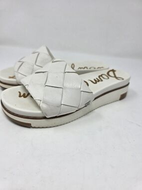 Sam Edelman White Woven Leather Platform Slide Sandals Women’s 6